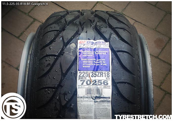 An example of tyre stretch: 225/35 R18 on 11.5J – GOODRICH