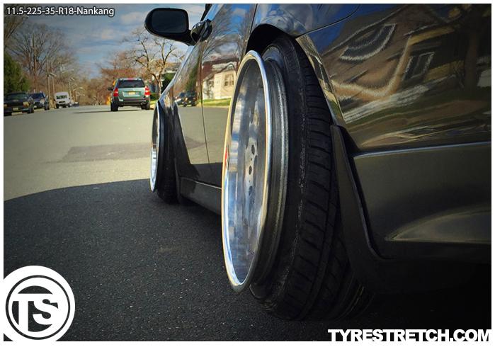 An example of tyre stretch: 225/35 R18 on 11.5J – NANKANG