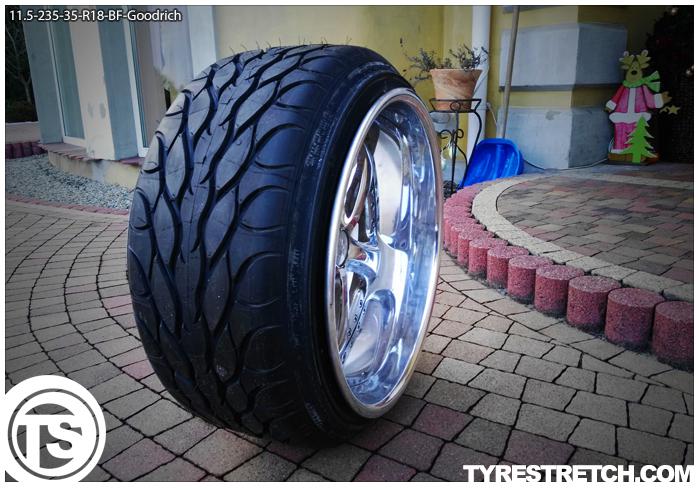 An example of tyre stretch: 235/35 R18 on 11.5J – GOODRICH