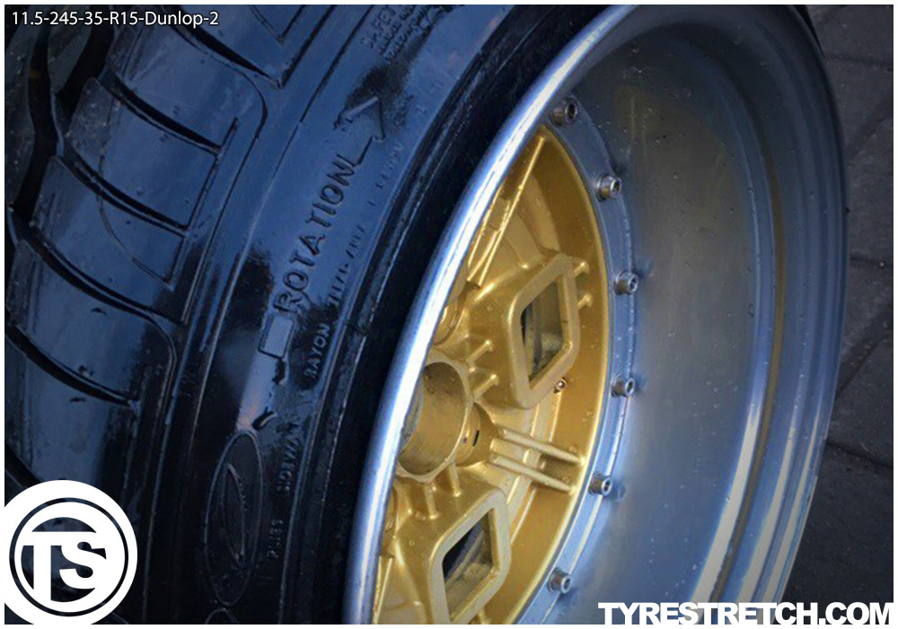 An example of tyre stretch: 245/35 R15 on 11.5J – DUNLOP