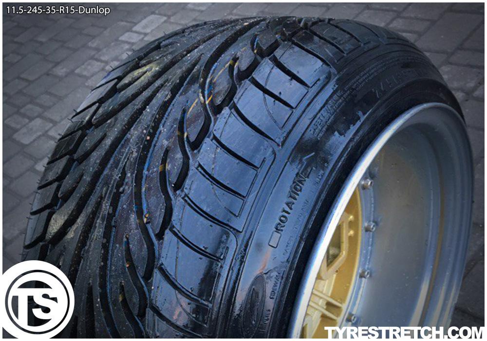An example of tyre stretch: 245/35 R15 on 11.5J – DUNLOP