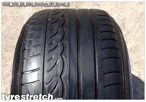 An example of tyre stretch: 245/35 R18 on 11.5J – DUNLOP