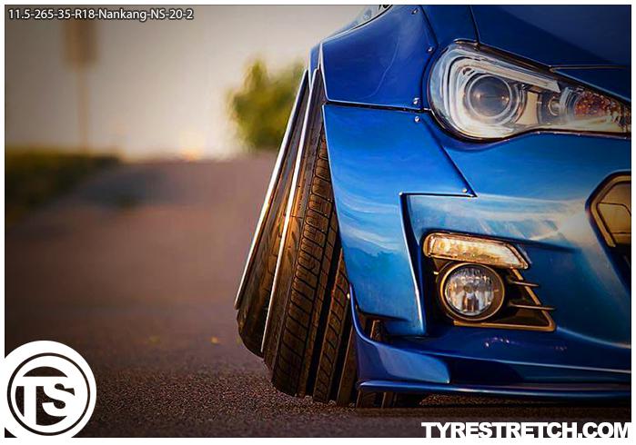 An example of tyre stretch: 265/35 R18 on 11.5J – NANKANG