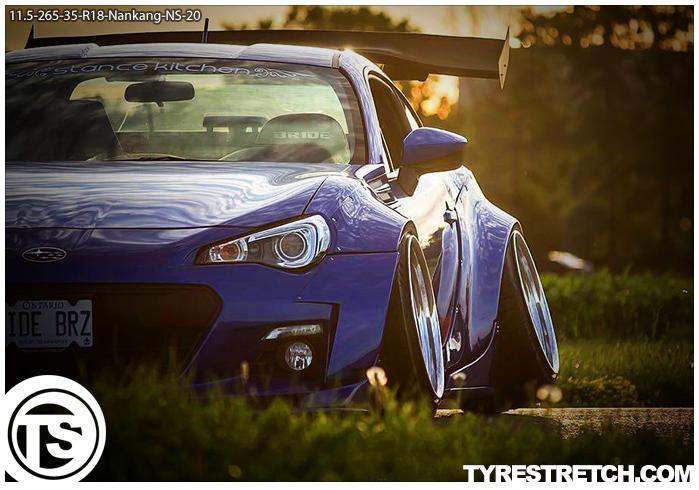 An example of tyre stretch: 265/35 R18 on 11.5J – NANKANG