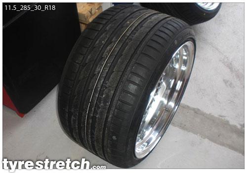 An example of tyre stretch: 285/30 R18 on 11.5J