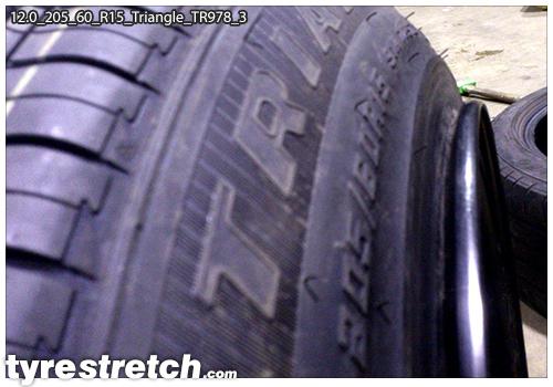 An example of tyre stretch: 205/60 R15 on 12.0J – TRIANGLE