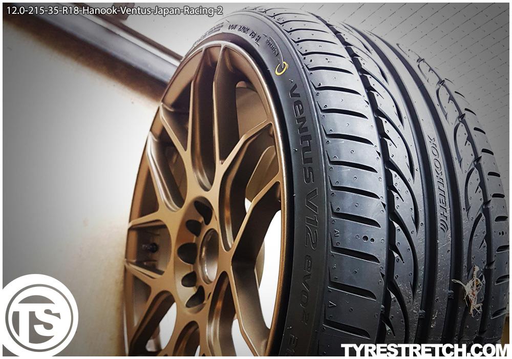 An example of tyre stretch: 215/35 R18 on 12.0J – HANKOOK (JAPAN RACING)