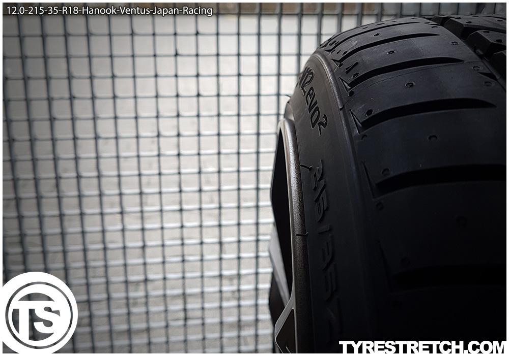 An example of tyre stretch: 215/35 R18 on 12.0J – HANKOOK (JAPAN RACING)