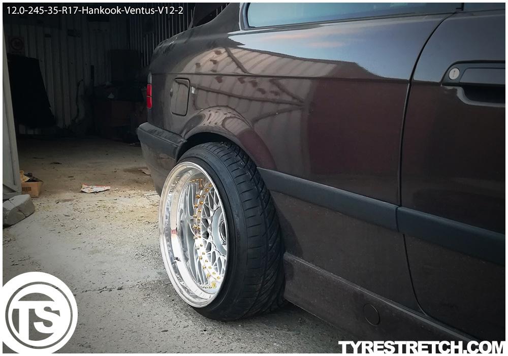 An example of tyre stretch: 245/35 R17 on 12.0J – HANKOOK