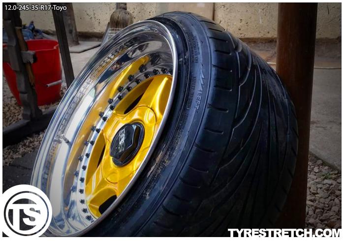 An example of tyre stretch: 245/35 R17 on 12.0J – TOYO
