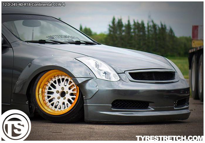 An example of tyre stretch: 245/40 R18 on 12.0J – CONTINENTAL (CCW)