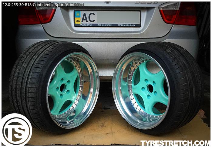 An example of tyre stretch: 255/30 R18 on 12.0J – CONTINENTAL