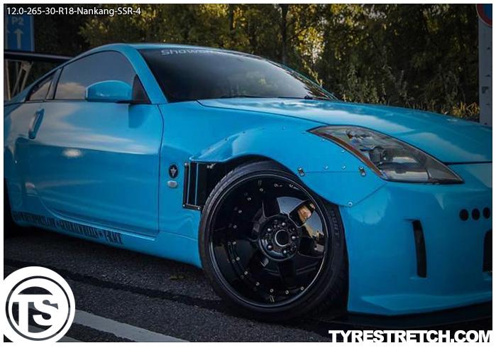 An example of tyre stretch: 265/30 R18 on 12.0J – NANKANG (SSR)