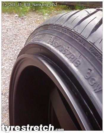 An example of tyre stretch: 265/35 R18 on 12.0J – NANKANG