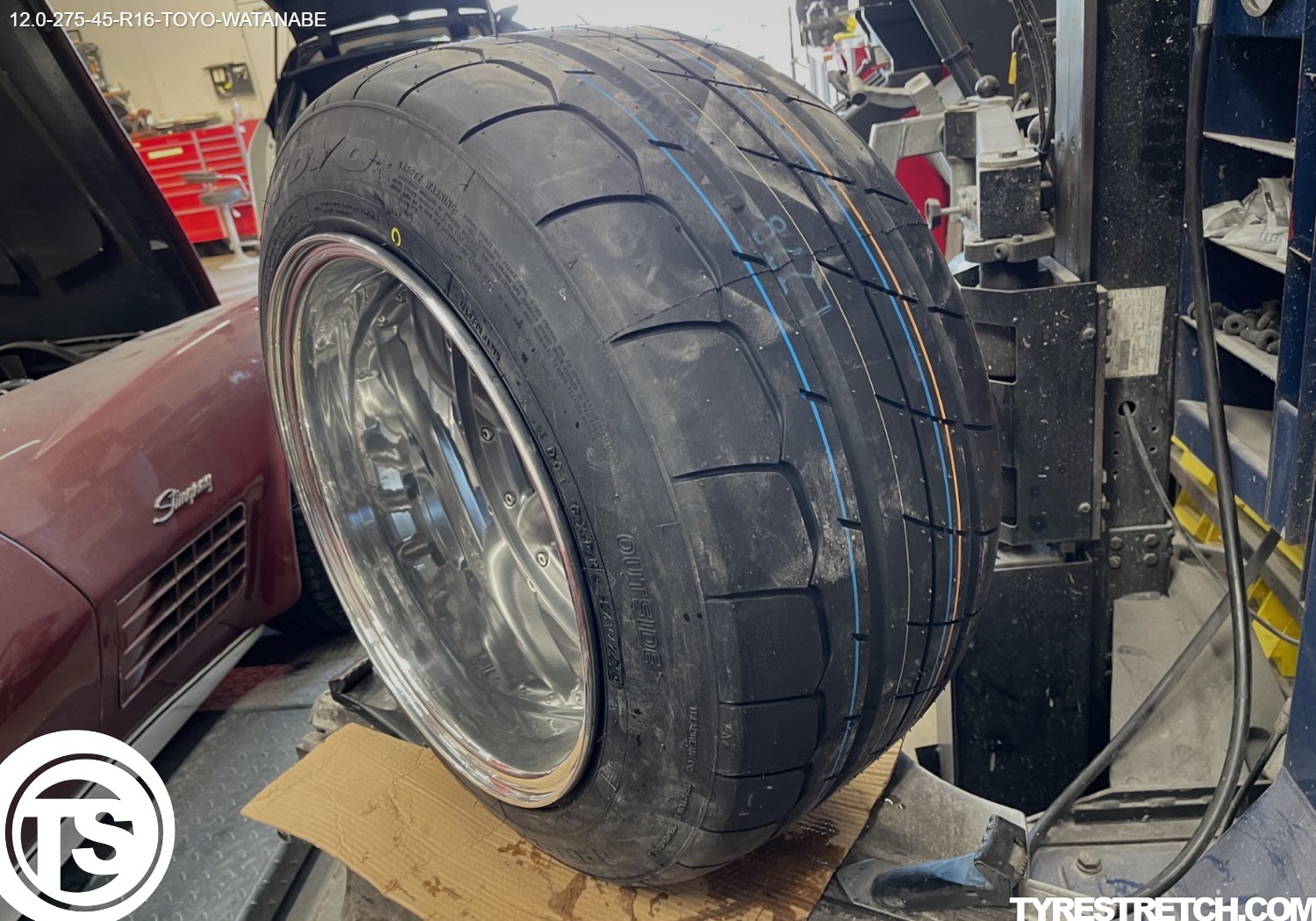 An example of tyre stretch: 275/45 R16 on 12.0J – TOYO (WATANABE)