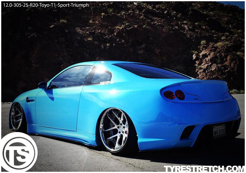 An example of tyre stretch: 305/25 R20 on 12.0J – TOYO (TRIUMPH)