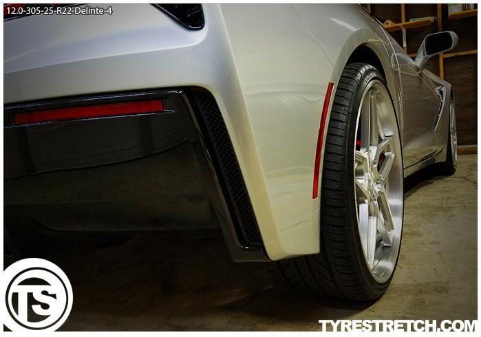 An example of tyre stretch: 305/25 R22 on 12.0J – DELINTE