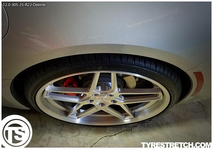 An example of tyre stretch: 305/25 R22 on 12.0J – DELINTE