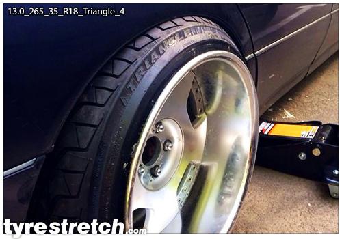 An example of tyre stretch: 265/35 R18 on 13.0J – TRIANGLE