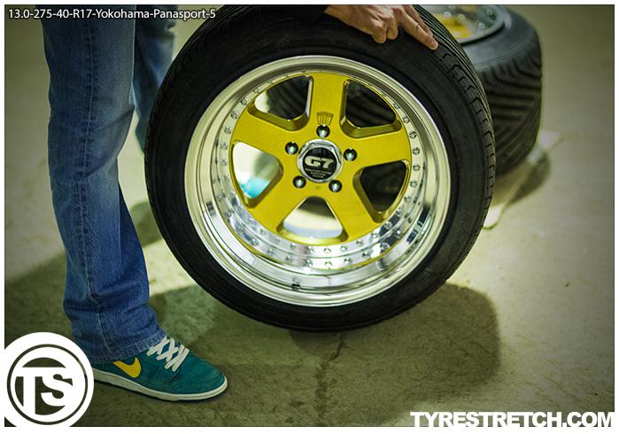 An example of tyre stretch: 275/40 R17 on 13.0J – YOKOHAMA