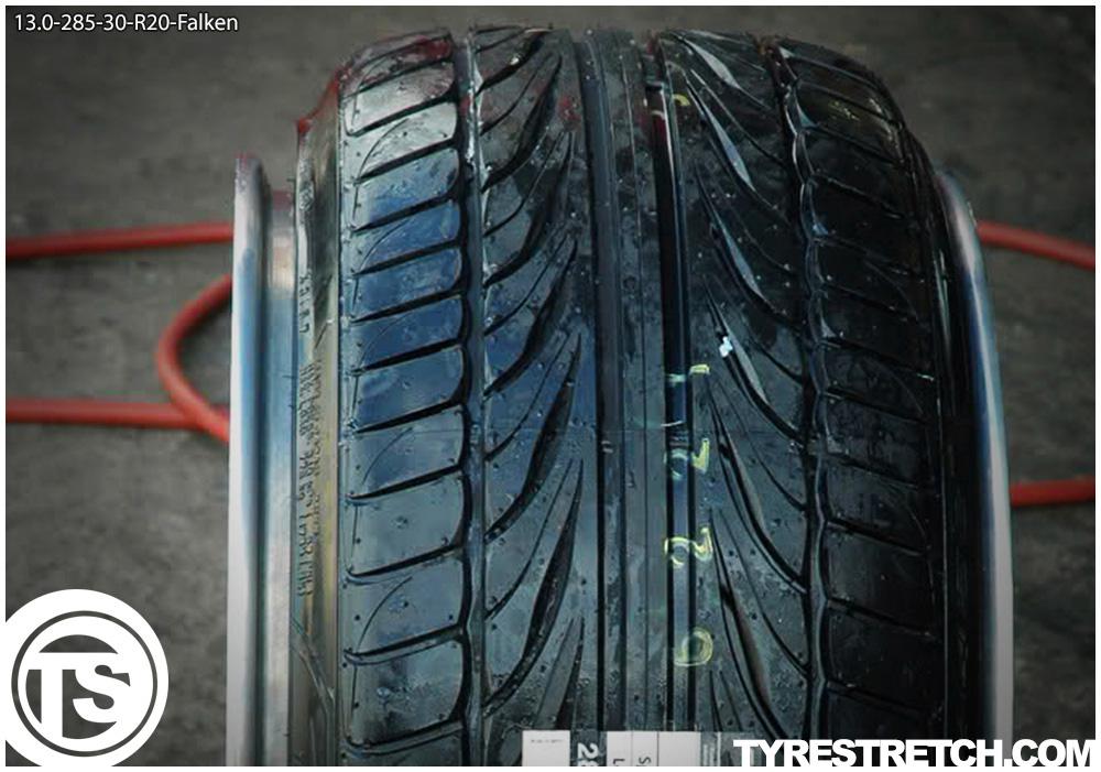 An example of tyre stretch: 285/30 R20 on 13.0J – FALKEN