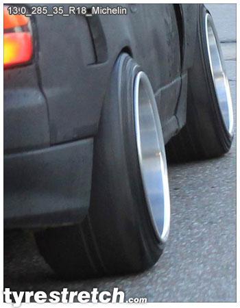 An example of tyre stretch: 285/35 R18 on 13.0J – MICHELIN