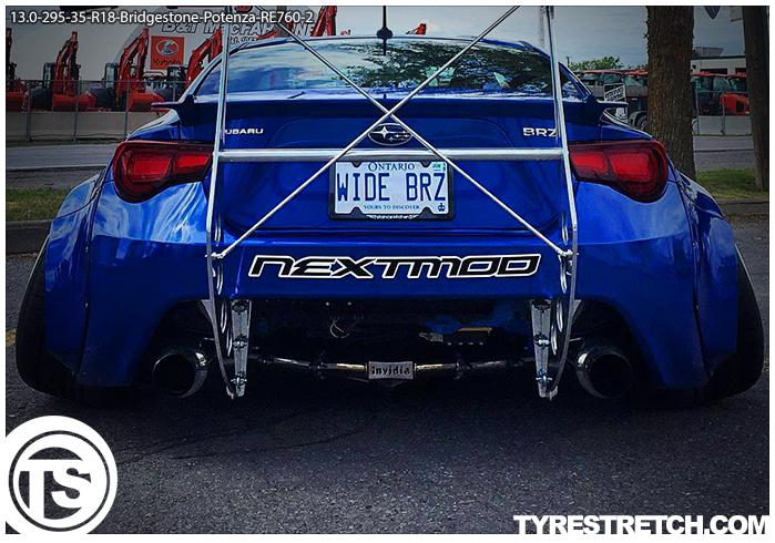 An example of tyre stretch: 295/35 R18 on 13.0J – BRIDGESTONE