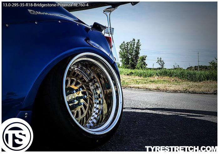 An example of tyre stretch: 295/35 R18 on 13.0J – BRIDGESTONE