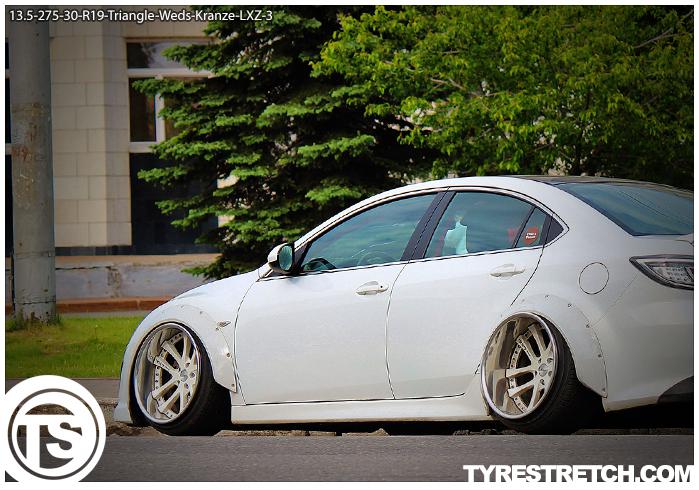 An example of tyre stretch: 275/30 R19 on 13.5J – TRIANGLE (WEDS)