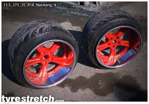 An example of tyre stretch: 275/35 R18 on 13.5J – NANKANG
