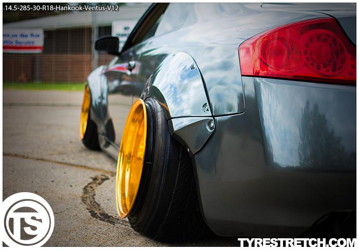 An example of tyre stretch: 285/30 R18 on 14.5J – HANKOOK (CCW)