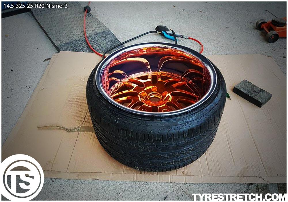 An example of tyre stretch: 325/25 R20 on 14.5J – NISMO