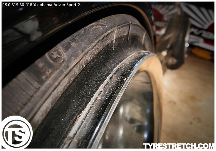An example of tyre stretch: 315/30 R18 on 15.0J – YOKOHAMA