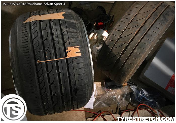 An example of tyre stretch: 315/30 R18 on 15.0J – YOKOHAMA