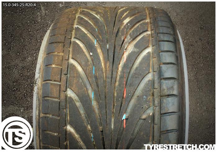 An example of tyre stretch: 345/25 R20 on 15.0J – TOYO