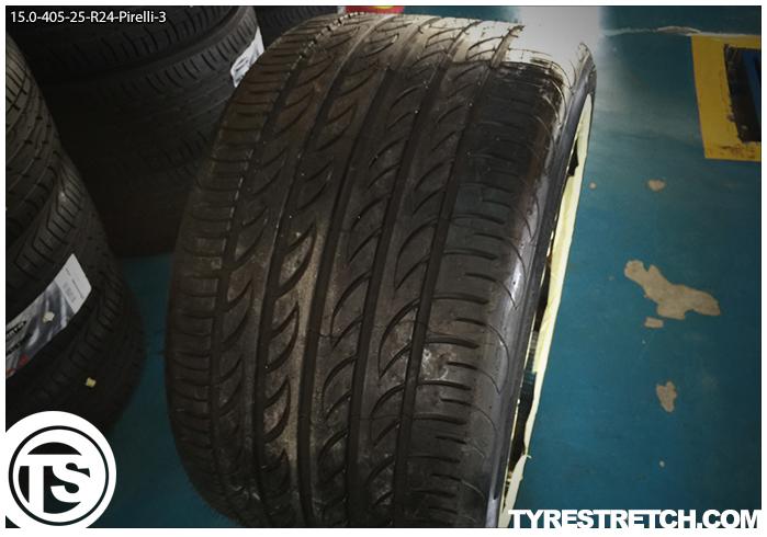 An example of tyre stretch: 405/25 R24 on 15.0J – PIRELLI