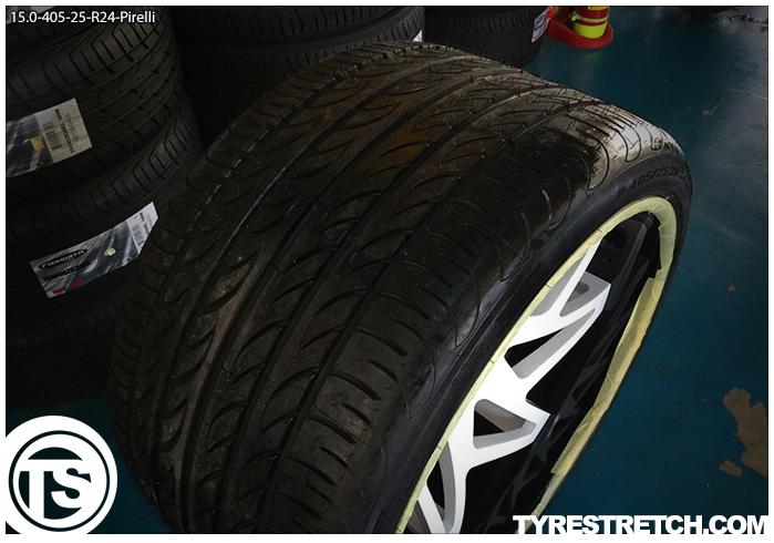 An example of tyre stretch: 405/25 R24 on 15.0J – PIRELLI