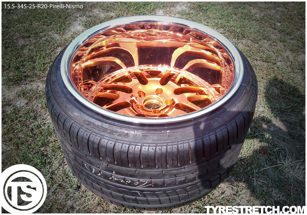 An example of tyre stretch: 345/25 R20 on 15.5J – PIRELLI (NISMO)