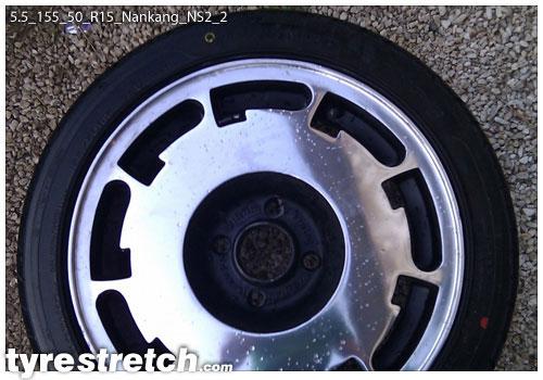 An example of tyre stretch: 155/50 R15 on 5.5J – NANKANG (PIRELLI)