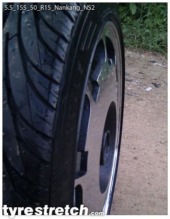 An example of tyre stretch: 155/50 R15 on 5.5J – NANKANG (PIRELLI)
