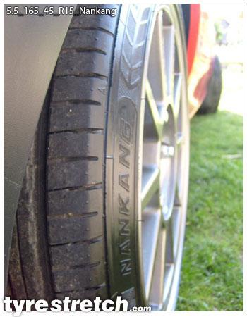 An example of tyre stretch: 165/45 R15 on 5.5J – NANKANG