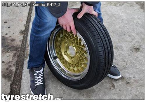 An example of tyre stretch: 165/60 R14 on 5.5J – KUMHO