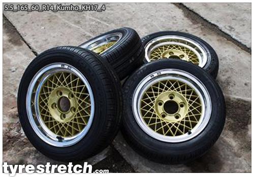 An example of tyre stretch: 165/60 R14 on 5.5J – KUMHO