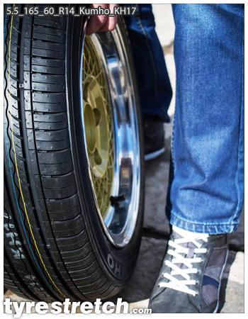 An example of tyre stretch: 165/60 R14 on 5.5J – KUMHO