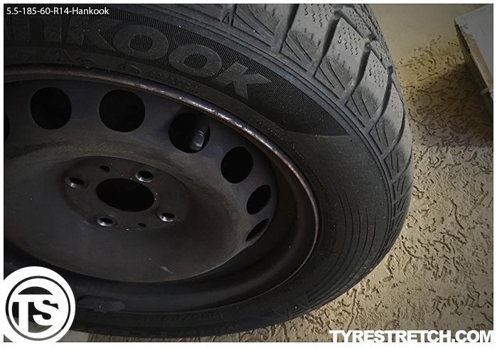 An example of tyre stretch: 185/60 R14 on 5.5J – HANKOOK