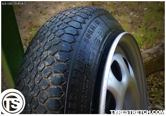 An example of tyre stretch: 105/70 R14 on 6.0J