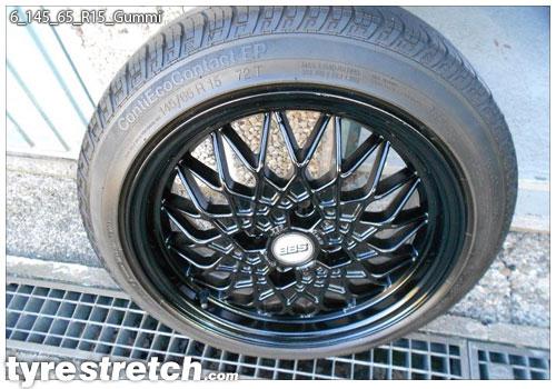 An example of tyre stretch: 145/65 R15 on 6.0J