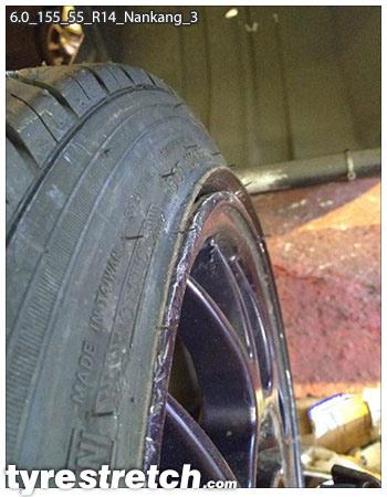 An example of tyre stretch: 155/55 R14 on 6.0J – NANKANG