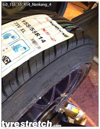 An example of tyre stretch: 155/55 R14 on 6.0J – NANKANG