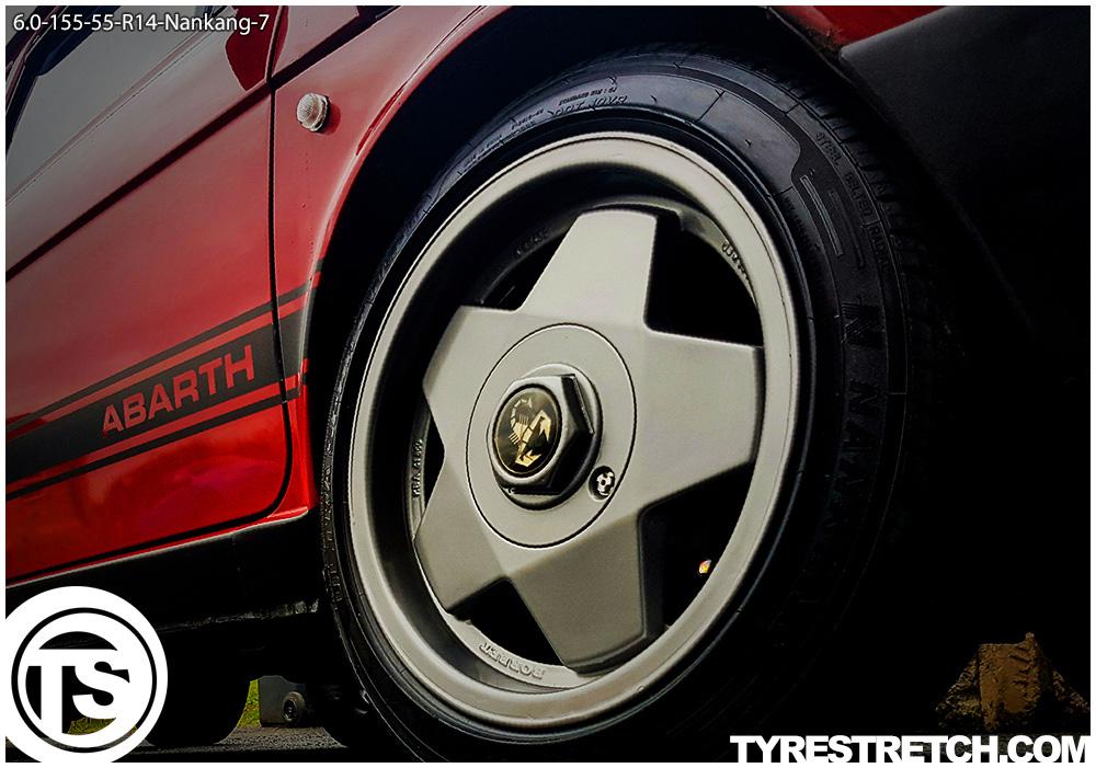 An example of tyre stretch: 155/55 R14 on 6.0J – NANKANG